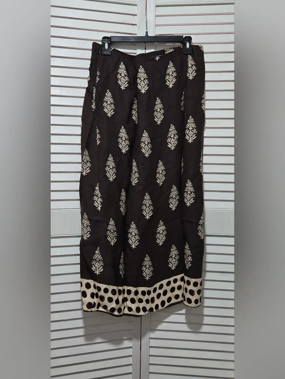 J. Crew Faux Wrap Skirt In Cocoa Block Print Size 8 Nwot